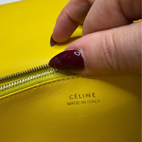 CELINE Calfskin Leather SOURIS Yellow Large Flap Multifunction Long Wallet - Picture 3 of 16